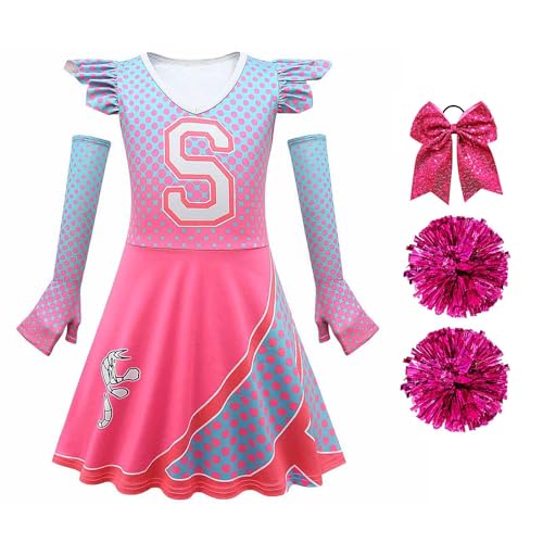 Cheerleader-Kostüm für Mädchen, Kinderkleid, Outfits mit Pompons, für 5–10 Jahre von Generisch