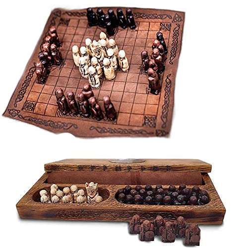 Chess Set - Wooden Hnefatafl Chess Pieces, 22 x 22 cm Chessboard - Medieval Style Strategy Game Chess Set - Wooden Hnefatafl Chess Pieces, 22 x 22 cm Chessboard - Medieval Style Strategy Game von Generisch