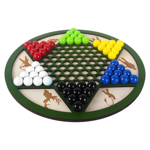 Chinese Checkers Game Set | 9,84 Zoll hölzerne chinesische Prüfer | 265G Halma Brettspiel Set | Holzbrett mit 1,5 cm Perlen klassisches Multiplayer -Strategiespielzeug für Kinder Teenager Familiennäch von Generisch