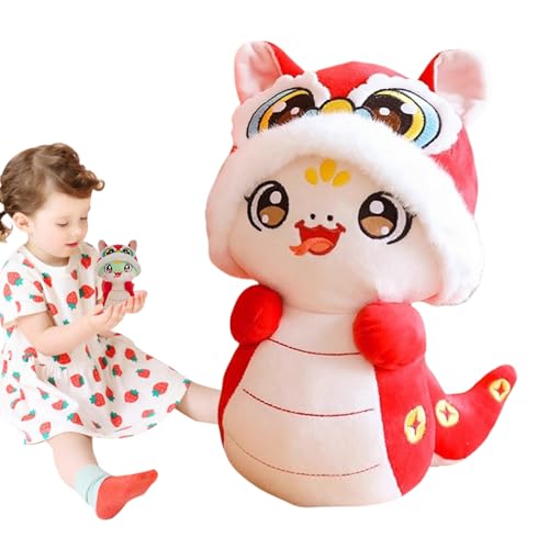 Chinesische Neujahrsschlange Plüsch - Festliche Tierpuppe, Weiches Maskottchenspielzeug, Kulturparty Gunst | Gestickte Charakter -Design -Details, Rot Goldfeier Accessoire Für Mondfestival -Gibing -Tr von Generisch