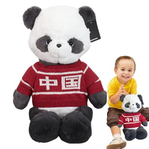Chinesische Panda-Plüschpuppe, Panda-Schlafkissenpuppe | Süßes weiches Kuscheltier Panda Plüschtier,Kuscheliges Dekokissen mit Pullover, Schlafzimmer-Dekoration für Schlafzimmer und Kleinkinder von Generisch