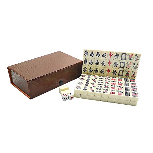 Chinesisches Mini-Mahjong-Spiel-Set, Mini-Mahjong-Spielset, 144 Mini-Mahjong-Spielsteine, 2 Reserve-Mahjong-Fliesen, 2 Würfel, Reise-Mahjong-Set, für Erwachsenen-Partyspiele von Generisch