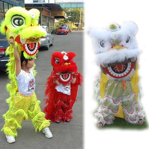 Chinesisches Neujahrs-Löwen-Tanzkostüm für Kinder, Festival-Drachen-Maskottchen-Outfit, Sport-Übung, Cosplay-Set mit Performance-Requisiten von Generisch