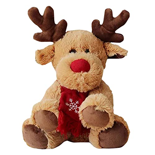 Christma Baby Kuscheltier mit Geweih rotem Schal Weihnachtsplüschtier Versteckspiel Katzentoys (Multicolor, One Size) von Generisch