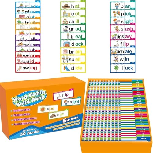 Claritydream Flip Books, 30 Read and Rhyme Flip Books, Word Family Flips Book, ABC Vocabulary Flash Cards, Educational Reading Games von Generisch