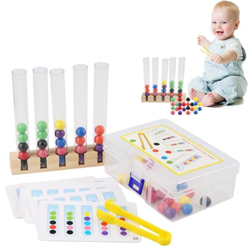 Clip Beads Tesing Tube Toys, Perlen Passend Zu Einem Farbclip Reagenzglas, Farblich Passendes Clip-Reagenzglas Für Kinder Aus Holz, Lernspielzeug Mit Fester Struktur Für Draußen, Zu Hause von Generisch