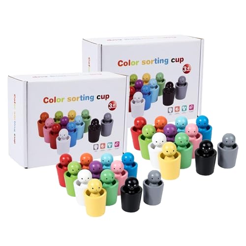 Color Sorting Cups, Sorting and Stacking Toys Learning Activity, Matching Game Creative Play Early Educational, Toddler Color Sorting Toys and Matching Game (2PCS) von Generisch