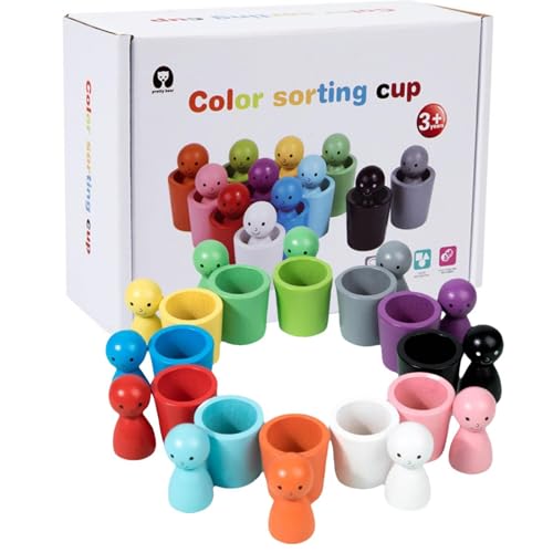 Color Sorting Sensory Toys, Farb Sortierbecher, Matching Games Color Sorting Toys, Hölzerne Peg Puppen In Tassen, Sensorik Spielzeug Montessori Spielzeug, zum Zählen und Sortieren Farben Lernen Color Sorting Sensory Toys, Farb Sortierbecher, Matching Games Color Sorting Toys, Hölzerne Peg Puppen In Tassen, Sensorik Spielzeug Montessori Spielzeug, zum Zählen und Sortieren Farben Lernen von Generisch