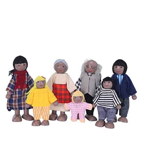 Compatible with Motorikspielzeug Kinder Mädchen glücklich Puppen Familie Spielset Holzfiguren 7 afrikanisches -Set Baby Kleinkindspielzeug (as Show, One Size) von Generisch