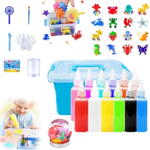 Contcove, Contcove Safe Educational Magic Water Elf Kit, Magic Water Elf, Magic Water Gel Kit, Water Gel Toy Kit, with Gels and Sea Creature Molds (12 Flaschen 12 Formen) von Generisch