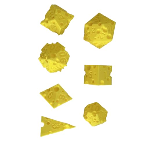 Cool Dice - 7-teilige Käse-Roll-Würfel,3D-gedrucktes interaktives Requisit für Rollenspiel Mathe Lernen Unterricht Entscheidungsfindung Reise Party Klassenraum Familiennacht von Generisch