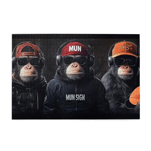 Coole Affen tragen Turbane und Hüte, 1000 Teile Puzzles für Erwachsene, Holzpuzzles für Erwachsene, Geschenke, Heimdekoration Coole Affen tragen Turbane und Hüte, 1000 Teile Puzzles für Erwachsene, Holzpuzzles für Erwachsene, Geschenke, Heimdekoration von Generisch