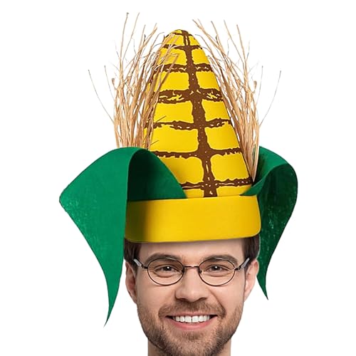 Cornhole Hat,Maiskolbenhüte für Erwachsene - 11 Zoll lustiges Maiskolben-shut-mit grünen Blättern und braunen Schalen - Cosplay Neuheit Erwachsene Lustige Hut Lebensmittel Thema Party Kostüm Zubehör von Generisch