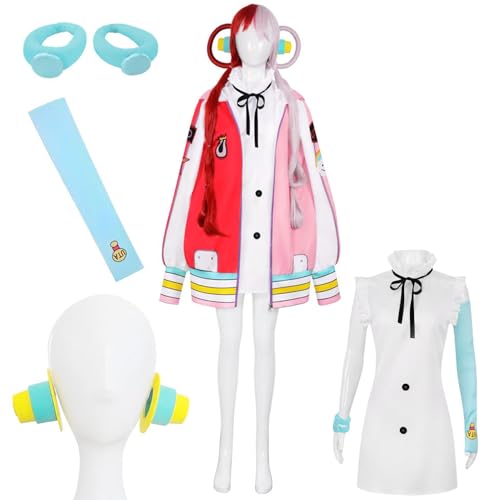 Cosplay-Kostüm UTA Outfit Rolle Anime, komplettes Set Kleidung Klavier Kopfhörer Perücke Jacke, Kleidung für den Urlaub des Festivals, Karneval, Bühne, Filmpartys mit Themenkleidung für Frauen Mädchen von Generisch