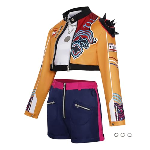Cosplay-Kostüm für Damen, Anime, Rollenspiel-Outfits, Kleidung mit Perücke und Halskette für Rollenspiele, Karneval, Tanz, Bühne, Halloween, Party, Musikfestival, Performance, Dress Up, Damen, Mädchen von Generisch
