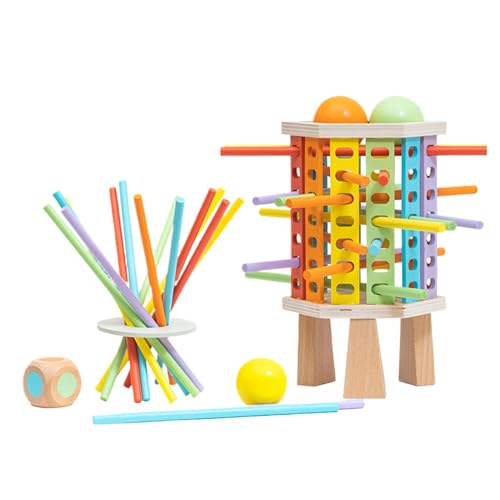 Counting Toy for Kids, Kids Educational Toys, Wooden Counting Toy, Motor Skills Toy, Wooden Stick Tower Ball Dropping Educational Counting Toy for Kids with Wooden Stick Tower for Preschool Learning von Generisch