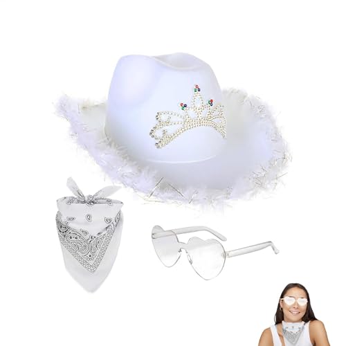 Cowboy Kostüm Damen, Rosa Cowgirl-Hut, Filz-Cowgirl-Hut Mit Leuchtenden Farben, Herz-Brille, Polyester, Quadratischer Schal, Partyzubehör-Set, Karnevals-Verkleidungszubehör, Für Männer, Frauen Cowboy Kostüm Damen, Rosa Cowgirl-Hut, Filz-Cowgirl-Hut Mit Leuchtenden Farben, Herz-Brille, Polyester, Quadratischer Schal, Partyzubehör-Set, Karnevals-Verkleidungszubehör, Für Männer, Frauen von Generisch