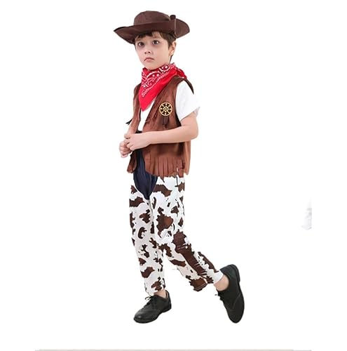 Cowboy Kostüm Kinder, Cowboy Kostüm Kinder Trachtenweste+Hosen+Hut +Halstuch Jungen Mädchen Oktoberfest Fasching Karneval Outfit Pferdekostüm Braun Vintage Piratenkostüm Cosplay Set Mottoparty Kinderk Cowboy Kostüm Kinder, Cowboy Kostüm Kinder Trachtenweste+Hosen+Hut +Halstuch Jungen Mädchen Oktoberfest Fasching Karneval Outfit Pferdekostüm Braun Vintage Piratenkostüm Cosplay Set Mottoparty Kinderk von Generisch