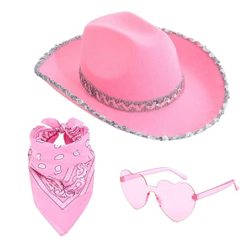 Cowboyhut Cowgirl Herz Sonnenbrille Bandana Schal Set Für Frauen Mädchen Filz Flauschige Hut Breite Krempe Verkleidung Für Halloween Geburtstag Kostüm Party Karneval Musik Festival Cowboyhut Cowgirl Herz Sonnenbrille Bandana Schal Set Für Frauen Mädchen Filz Flauschige Hut Breite Krempe Verkleidung Für Halloween Geburtstag Kostüm Party Karneval Musik Festival von Generisch