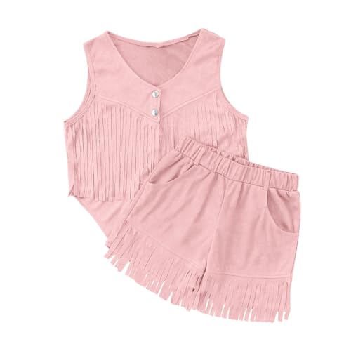 Cowgirl Kostüm Mädchen Piratenkostüm Westen Aud Cow Short Trachtenweste Vintage Kinderwesten Lederweste Oktoberfest Fasching Karneval Halloween Outfit Wildwest Pferdekostüm Braun für 5-14 Jahre von Generisch