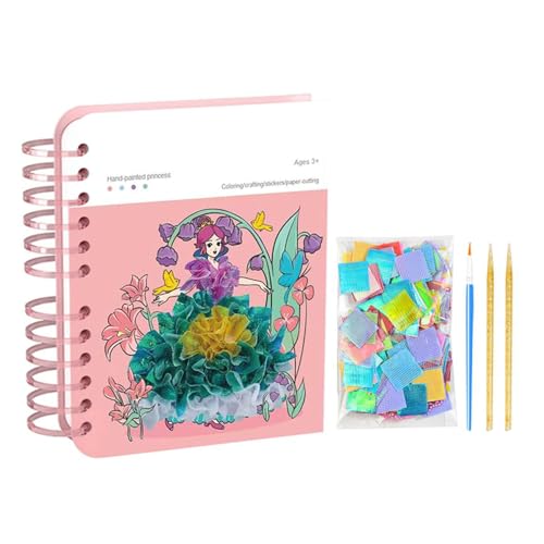 Craft Set - Creative Princess Art Set für Kinder, Aufklebermalerei Aktivität mit tragbarem Funktion, lustiges Spielzeug für Vorschule, Schule, Reisen, Auto, Flugzeug und Klassenzimmer, 7.09x9.84 Zoll von Generisch