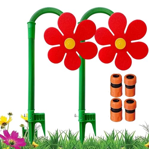 Crazy Daisy Sprinkler | 360° Rotating Dancing Flower Wasserblume FüR Garten Kinder for Lawn & Garden,Dancing Crazy Sunflower Wassersprinkler Kinder for Outdoor Yard Decor (Red*2pc) von Generisch
