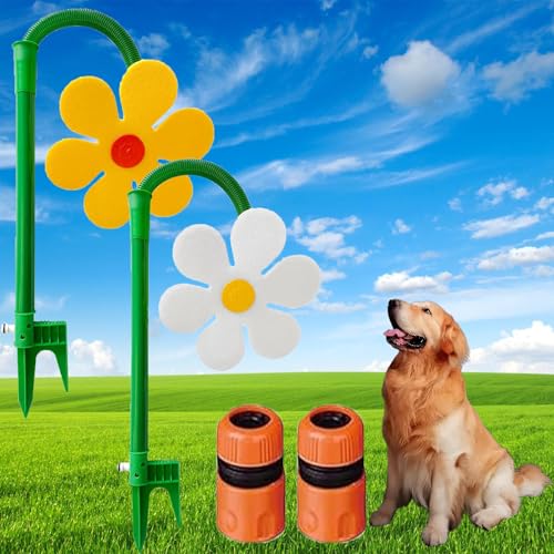 Crazy Water Daisy Sprinkler, 720° Rotating Crazy Water Daisy Dancing Funny Sun Flower Water Sprinkler, Crazy Water Daisy Sprinkler Dog Toy, for Yard Watering Dogs Kids Playing (2 STK A, One Size) von Generisch