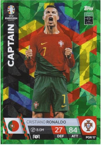 Cristiano Ronaldo Kapitän Portugal Emerald Parallels Grün Fußball Sammelkarte EM 2024 POR 17 von Generisch