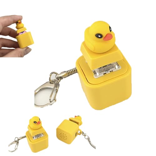 Croaking Frog Keychain, Rechargeable Frog Croaking Keychain, Keyboard Fidget Clicker Toy Quacking Duck Novelty Sound Gadget, Fun & Portable Anxiety Relief Toy (Yellow) von Generisch