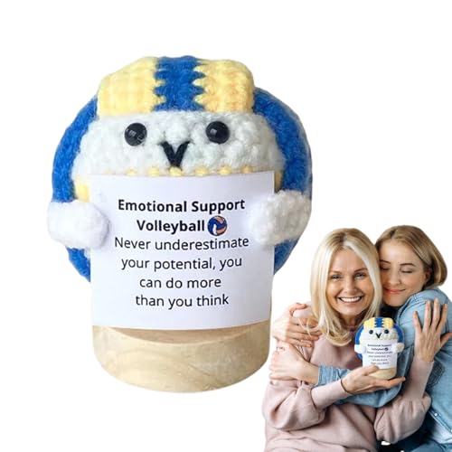 Crochet Emotional Support, Inspirational Handmade Knitted Ball, Emotional Support Crochet Ball with Inspirational Quote for Home Workplace Desktop von Generisch