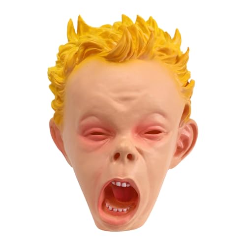Crying Face Doll Face Cover - Gruselig atmungsaktiv für Horror-Herausforderungen, ideal für Spukhaus-Requisiten, Halloween-Partys und gruselige Kostümpartys mit einzigartigem Schreckfaktor von Generisch