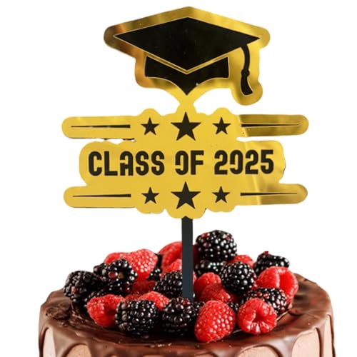 Cupcake-Topper der Klasse 2025, Acryl, Abschluss-Thema, stabile schwarze und goldene Vorspeisen-Picker, Foto-Requisiten für Klassenzimmer, Schule, Uni, Kindergarten von Generisch