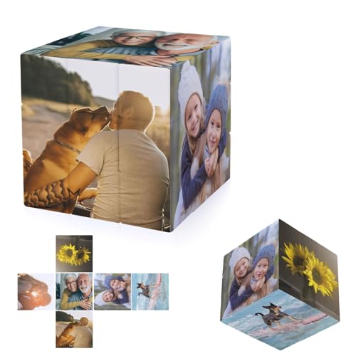 Custom Photo Magic Cube with 6 Photos - Personalized 3D Rotatable Puzzle Gift for Birthdays, Christmas, Valentine’s Day - Eco-Friendly ABS Material, 2.25" Desk Decor & Brain Tease von Generisch