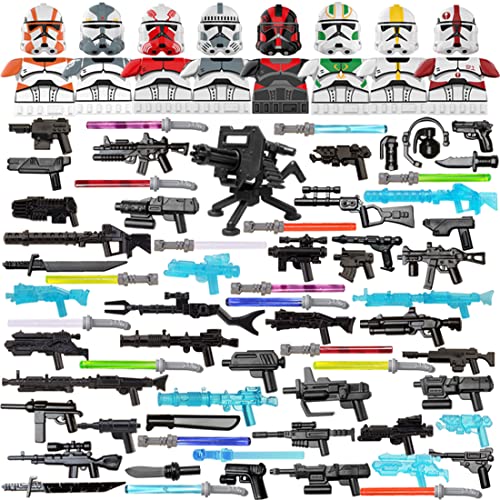 Custom Space Wars Waffen Set Bausteine, Sci-Fi Maske, Helm, Laserschwerter Bausteinfigur Kit für Minifiguren, Kompatibel mit Lego Figuren Soldaten von Generisch