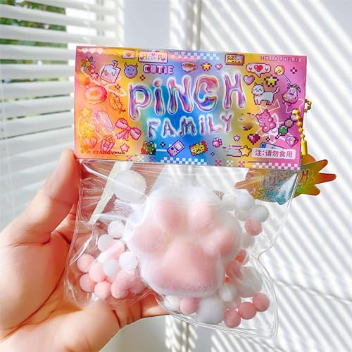 Cute Soft Cat Paw Squeeze Toys - 2024 Kawaii Fluffy Squishies Sensory Toys - Cat Paws Mochi Toys - Fidget Toys Squeeze Toys for Kids Teenage Gifts (White) von Generisch