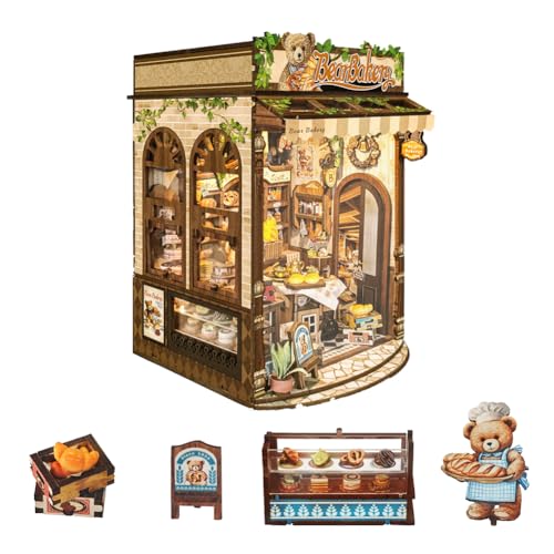 DIY Book Nook Kit 3D Holz Buchständer Puzzle DIY Bäckerei Puppenhaus Gebäude mit LED-Licht Kreative Geschenke für Freunde und Eltern DIY Book Nook Kit 3D Holz Buchständer Puzzle DIY Bäckerei Puppenhaus Gebäude mit LED-Licht Kreative Geschenke für Freunde und Eltern von Generisch