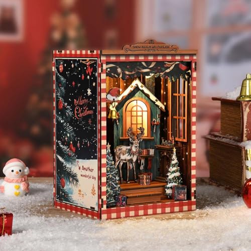 DIY Book Nook Kit - Miniatur Kit Holz Buchstützen Gebäude Modell Puzzle mit LED Licht, 3D Holzpuzzle Buchstütze Bücherregal, für Teenager und Erwachsene Bauen Kreativ von Generisch