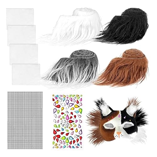 DIY Katzenfuchs-Maske mit Pelz-und Augenmaschen-Edelstein-Aufklebern, Filzgewebe-Faux-Pelzst reifen DIY-Masken-Material-Kit, Tier kostüm masken Katzen gesichts maske für Halloween-Maskerade Cosplay DIY Katzenfuchs-Maske mit Pelz-und Augenmaschen-Edelstein-Aufklebern, Filzgewebe-Faux-Pelzst reifen DIY-Masken-Material-Kit, Tier kostüm masken Katzen gesichts maske für Halloween-Maskerade Cosplay von Generisch