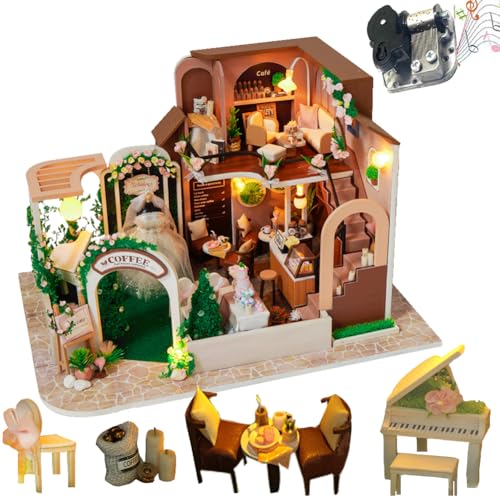 DIY Miniatur Puppenhaus Kit Handgemachte Vintage Villa Modell Heimdekoration mit Musikbewegung Kreative Handarbeit für Erwachsene Halloween Geburtstagsgeschenk von Generisch
