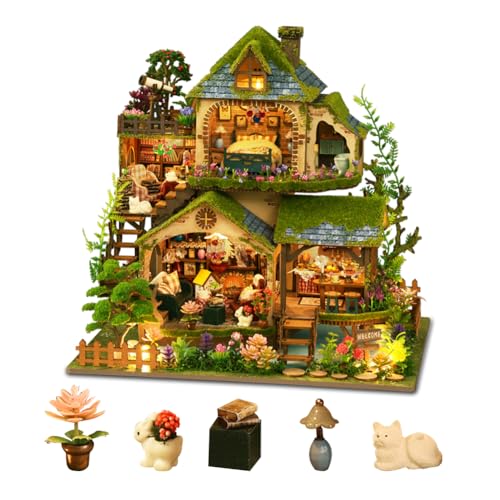 DIY Miniatur Puppenhaus Kit Waldhaus Puppenhaus Handgefertigtes Holz Miniaturhaus mit LED-Lichtern für Erwachsene Einzigartige Geschenke für Teenager von Generisch