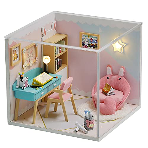 DIY Puppenhaus Holzmöbel-Set, kombinierbar, buntes Baumodell, Miniatur-Puppenhaus, handgefertigt, Urlaub, Geburtstag, kreatives Geschenk, Sammlerstück mit Staubschutz von Generisch