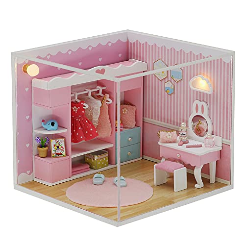 DIY Puppenhaus Holzmöbel-Set, kombinierbar, buntes Baumodell, Miniatur-Puppenhaus, handgefertigt, Urlaub, Geburtstag, kreatives Geschenk, Sammlerstück mit Staubschutz DIY Puppenhaus Holzmöbel-Set, kombinierbar, buntes Baumodell, Miniatur-Puppenhaus, handgefertigt, Urlaub, Geburtstag, kreatives Geschenk, Sammlerstück mit Staubschutz von Generisch