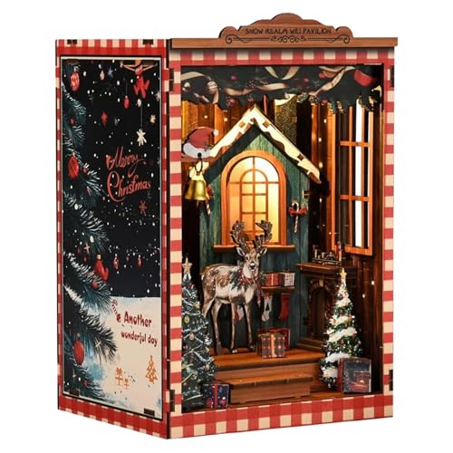 DIY Puppenhaus Miniatur Kit, Holz Buchstütze Gebäude Modell LED Leuchtend Puzzle Spielzeug Home Decor Geschenkidee Kreatives Bastelprojekt für Teenager Erwachsene von Generisch