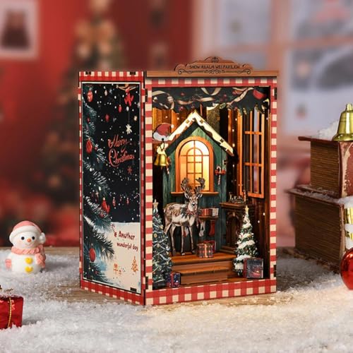 DIY Weihnachten Buchladen für Erwachsene, Winter Wonderland Miniatur Kit mit LED-Lichtern - 3D Holzpuzzle Handwerk Modell, Urlaub für Familie & Freunde, Snow Realm Wei Pavilion Decor DIY Weihnachten Buchladen für Erwachsene, Winter Wonderland Miniatur Kit mit LED-Lichtern - 3D Holzpuzzle Handwerk Modell, Urlaub für Familie & Freunde, Snow Realm Wei Pavilion Decor von Generisch