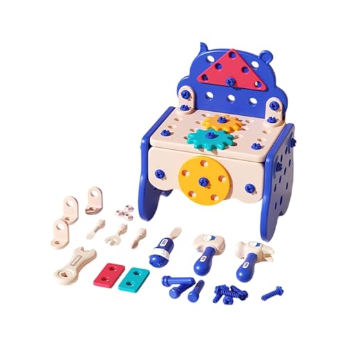 DIY-Werkzeugset für Kinder mit austauschbaren Bits, realistische Bohrgeräusche, Montessori-Lernspielzeug für Kinder ab 6 Jahren Schürze Für Kinder Zum Basteln, 4er-Pack (A, 25X21.5X14cm) von Generisch