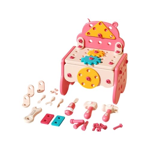 DIY-Werkzeugset für Kinder mit austauschbaren Bits, realistische Bohrgeräusche, Montessori-Lernspielzeug für Kinder ab 6 Jahren Schürze Für Kinder Zum Basteln, 4er-Pack (B, 25X21.5X14cm) von Generisch