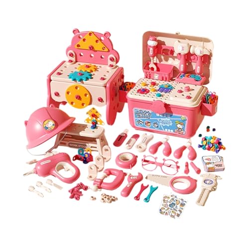 DIY-Werkzeugset für Kinder mit austauschbaren Bits, realistische Bohrgeräusche, Montessori-Lernspielzeug für Kinder ab 6 Jahren Schürze Für Kinder Zum Basteln, 4er-Pack (J, 35.5X28X21cm) von Generisch