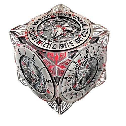 𝐷𝑁𝐷 Metal Spinner Dice, 7-in-1 Roulette Cube Set with 3D Relief, 𝖣𝗎𝗇𝗀𝖾𝗈𝗇𝗌 𝖺𝗇𝖽 𝖣𝗋𝖺𝗀𝗈𝗇𝗌, Polyhedral Role Playing Dice, Roleplaying Game Dice, Tabletop RPG Accessories (D) von Generisch