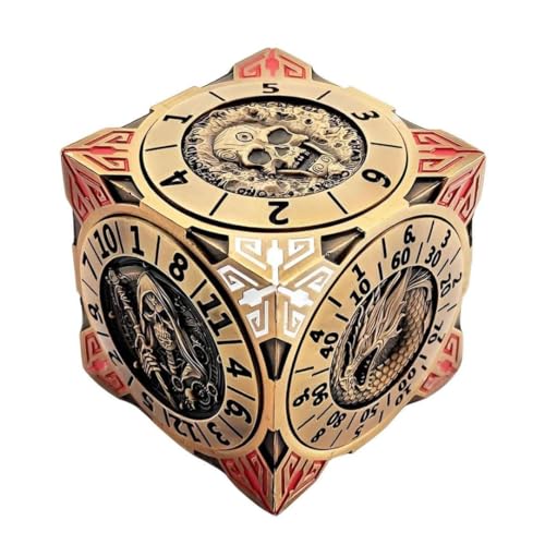 DND Spinner Dice - 7-in-1-Würfelset aus Metall mit 3D-Relief-Drachendesign | Einzigartiges Spinner-Design für Dungeons & Dragons RPG-Polyeder-Würfelset für D&D-und DM Spieler (Gold Antik) von Generisch