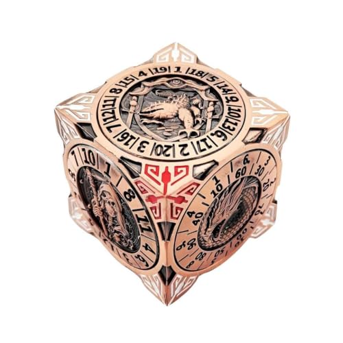DND Spinner Dice - 7-in-1-Würfelset aus Metall mit 3D-Relief-Drachendesign | Einzigartiges Spinner-Design für Dungeons & Dragons RPG-Polyeder-Würfelset für D&D-und DM Spieler (Rotkupfer) von Generisch